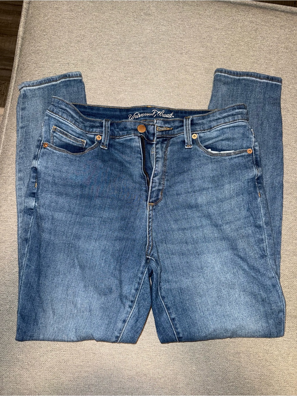 Blue Mid-Rise Straight Jeans
